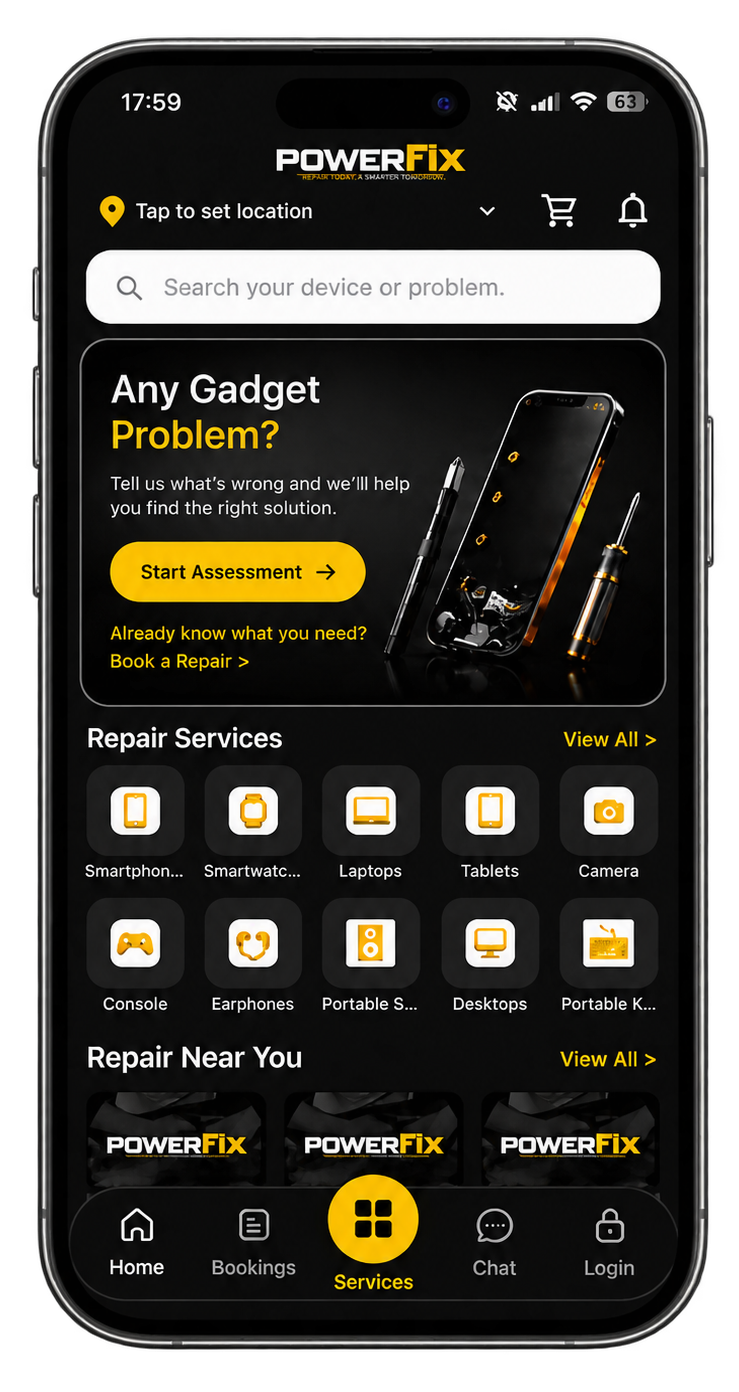 PowerFix Repair app home screen